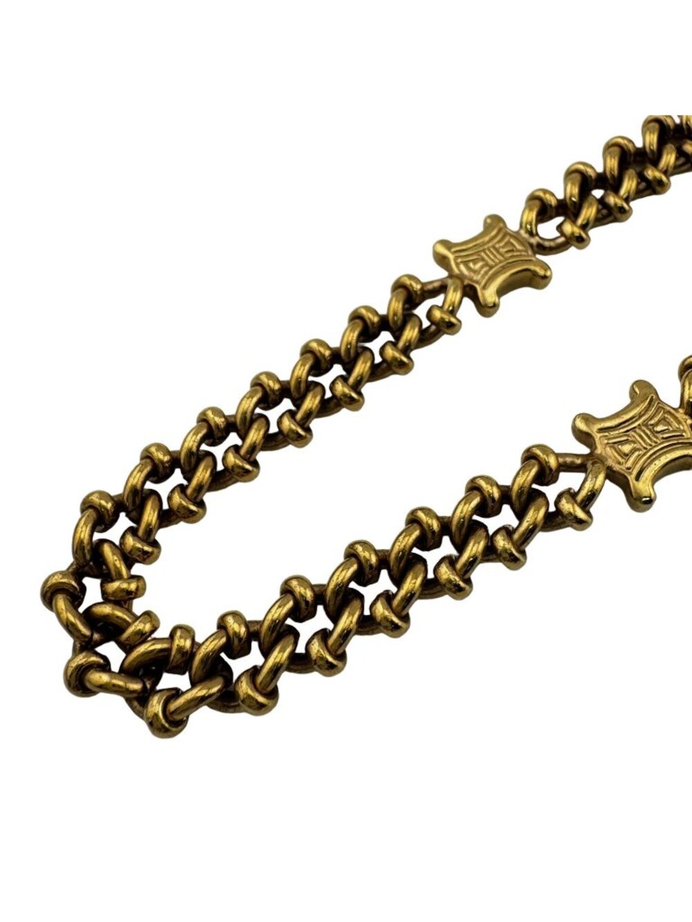 Celine Macadam Triomphe Chain Pendant Metal Gold 42 Necklace
